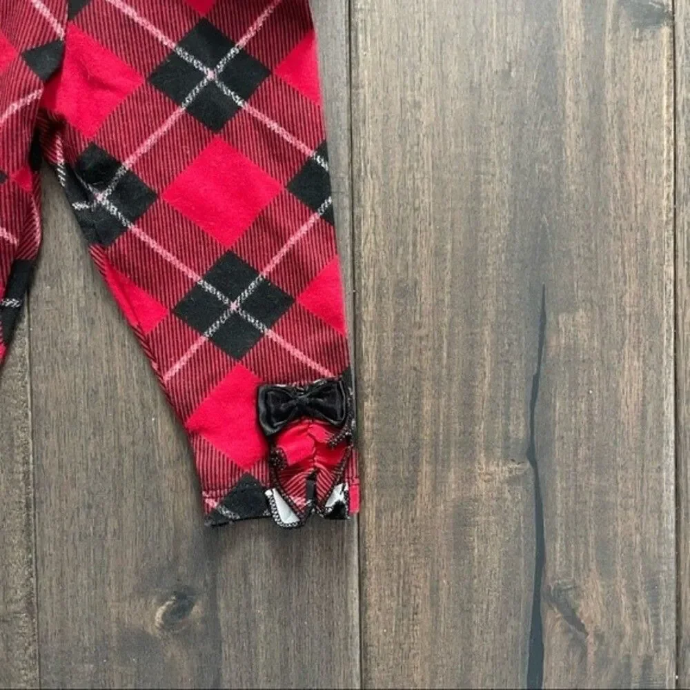 Koala Baby Gray and Plaid Bow Outfit Baby Girl 3 mos